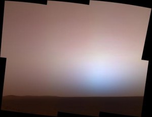 Martian twilight sky at Gusev crater.  Image credit: NASA/JPL.