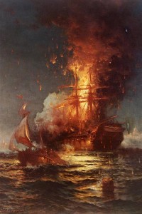 Burning the Frigate Philadelphia by Edward Moran. 