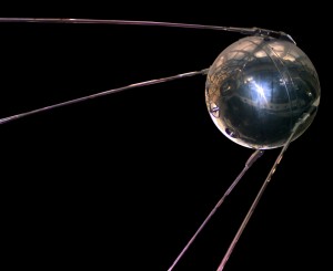 A replica of Sputnik 1 at the U.S. National Air and Space Museum.  Via Wikipedia.