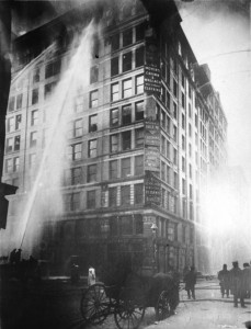 Triangle Shirtwaist Factory fire on March 25 - 1911 at 4:40 PM.  Via Wikipedia. 