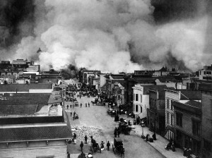 Burning of the Mission District.  Via Wikipedia.