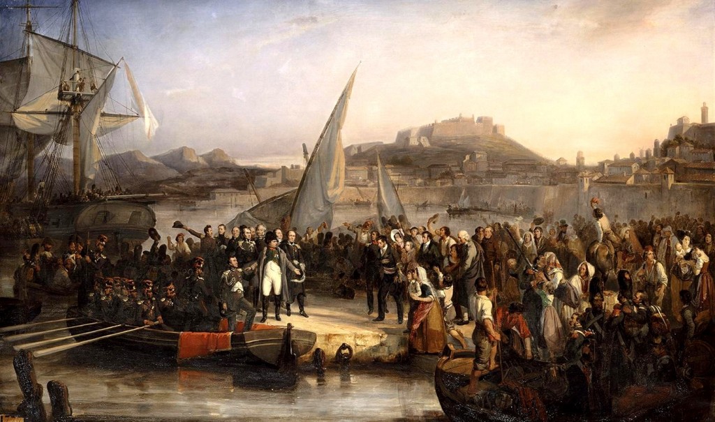 Napoleon Bonaparte leaving Elba on 26 February 1815.  Joseph Beaume.  Via Wikipedia.