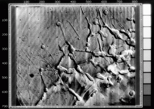 Mariner 9 view of the Noctis Labyrinthus "labyrinth" at the western end of Valles Marineris.  Via Wikipedia.