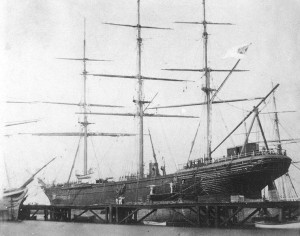 CSS Shenandoah in dry dock in Williamstown, Victoria, Australia, 1865 . Via Wikipedia.