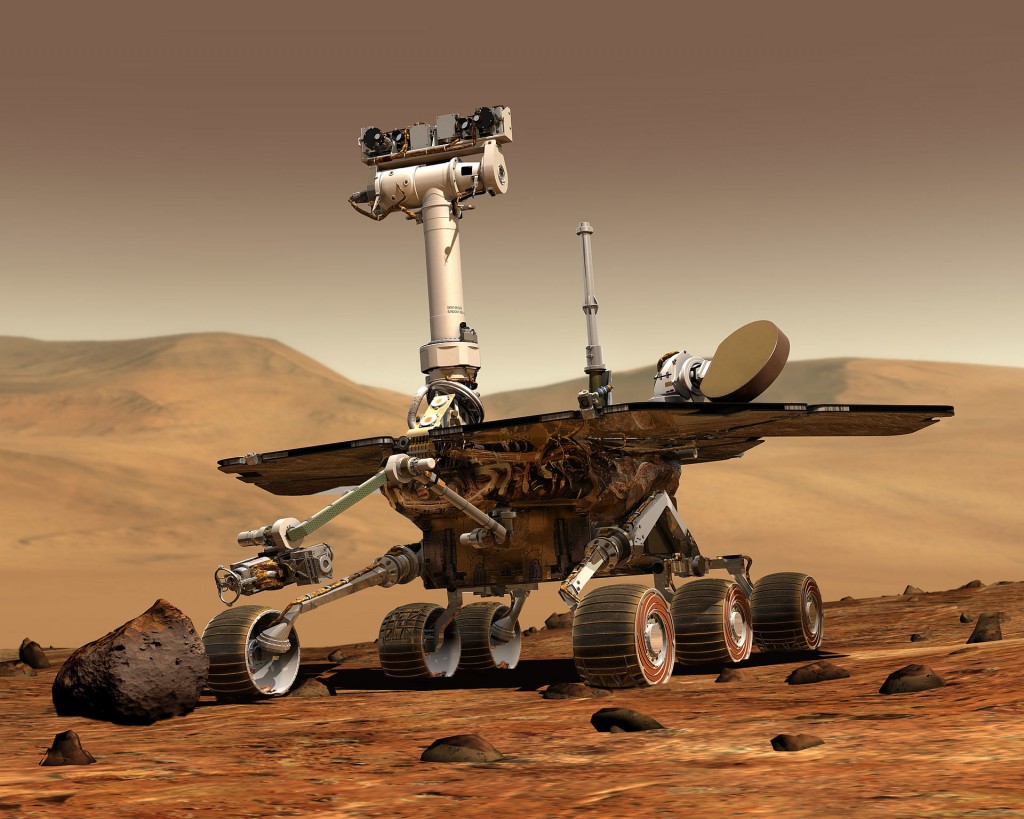 Artistic view of a Mars Exploration Rover on Mars