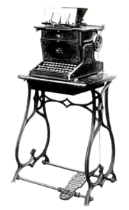 The Sholes and Glidden typewriter as produced by E. Remington and Sons. Via Wikipedia.